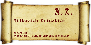 Milkovich Krisztián névjegykártya